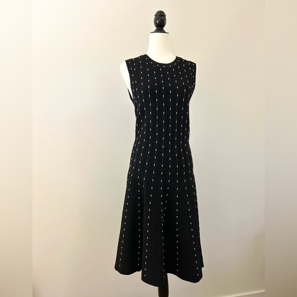 Black Ribbed Knit Sleeveless Dress, Fit & Flare, Holiday - size Medium - Picture 3 of 7